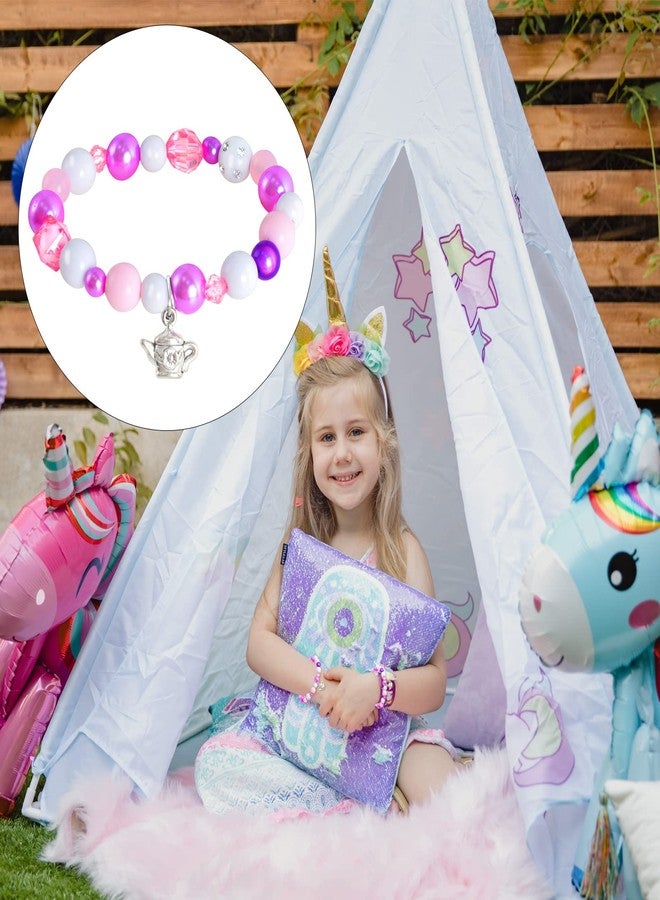 WANGDEFA 6 Pieces Tea Cup Party Bracelet set Tea Party Favors Supplies Tea Pot Pendant Beaded Bracelet for Tea Party Victorian Themed Party (Tea Cup Bracelet) - Image 5